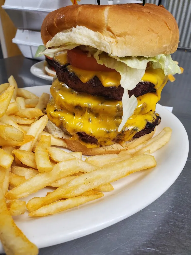 Triple Cheeseburger and Fries